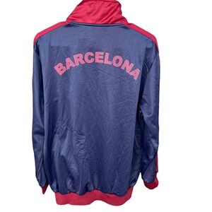 For Love of Soccer Barcelona Track Jacket XL Navy Burgundy Colorblock Full Zip